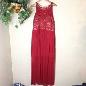 Red and Nude Formal Dress